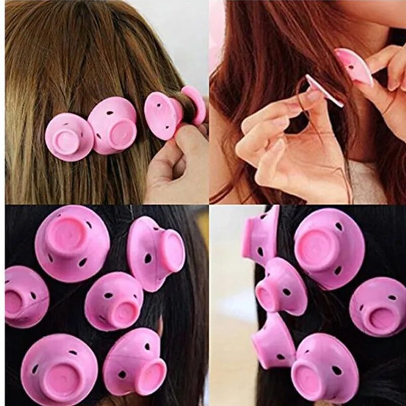 20PCS Pink Blue Silicone Hair Curler Soft Rubber Hair Care Rollers No Heat Hair Styling Tool Dropshipping 20#